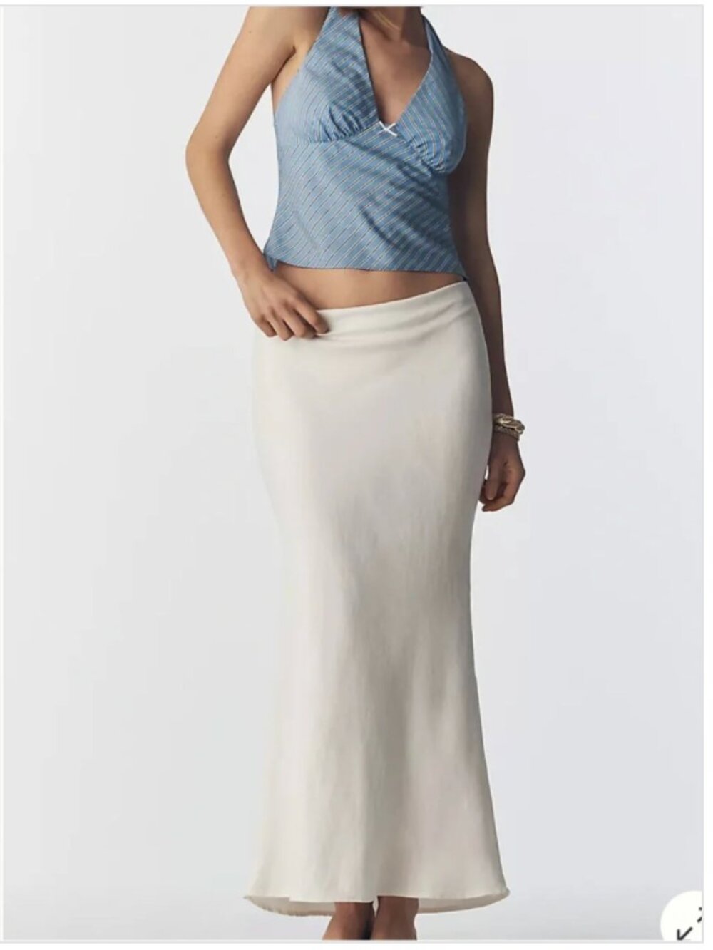 Anthropologie Tilda Linen Blend Maxi Slip Skirt XS